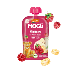 MOGLi bio malinová kapsička s jablkem a banánem 100 g s certifikací Demeter