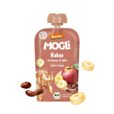 MOGLi bio kakaová kapsička s jablkem a banánem 100 g s certifikací Demeter