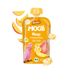 MOGLi bio mango kapsička s banánem a guavou 100 g s certifikací Demeter
