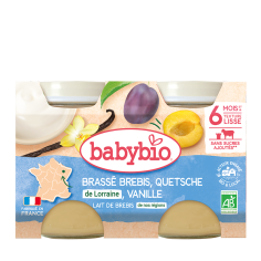 BABYBIO svačinka z ovčího mléka s mirabelkami a vanilkou 2x130 g