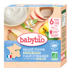 BABYBIO 4x mléčná svačinka jablko  pomerančový květ 85 g