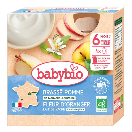 BABYBIO 4x mléčná svačinka jablko  pomerančový květ 85 g