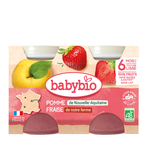 BABYBIO jablko jahoda 2x130 g
