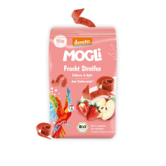 MOGLi bio ovocné pásky s chia semínky a psylliem jahoda a jablko 25 g s certifikací Demeter