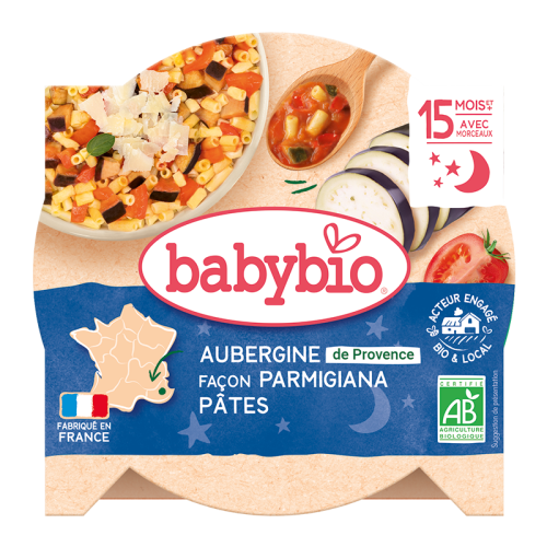 BABYBIO zapečený lilek Parmigiana s těstovinami 260 g
