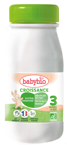 BABYBIO Croissance 3 tekuté batolecí kojenecké bio mléko 0,25 l